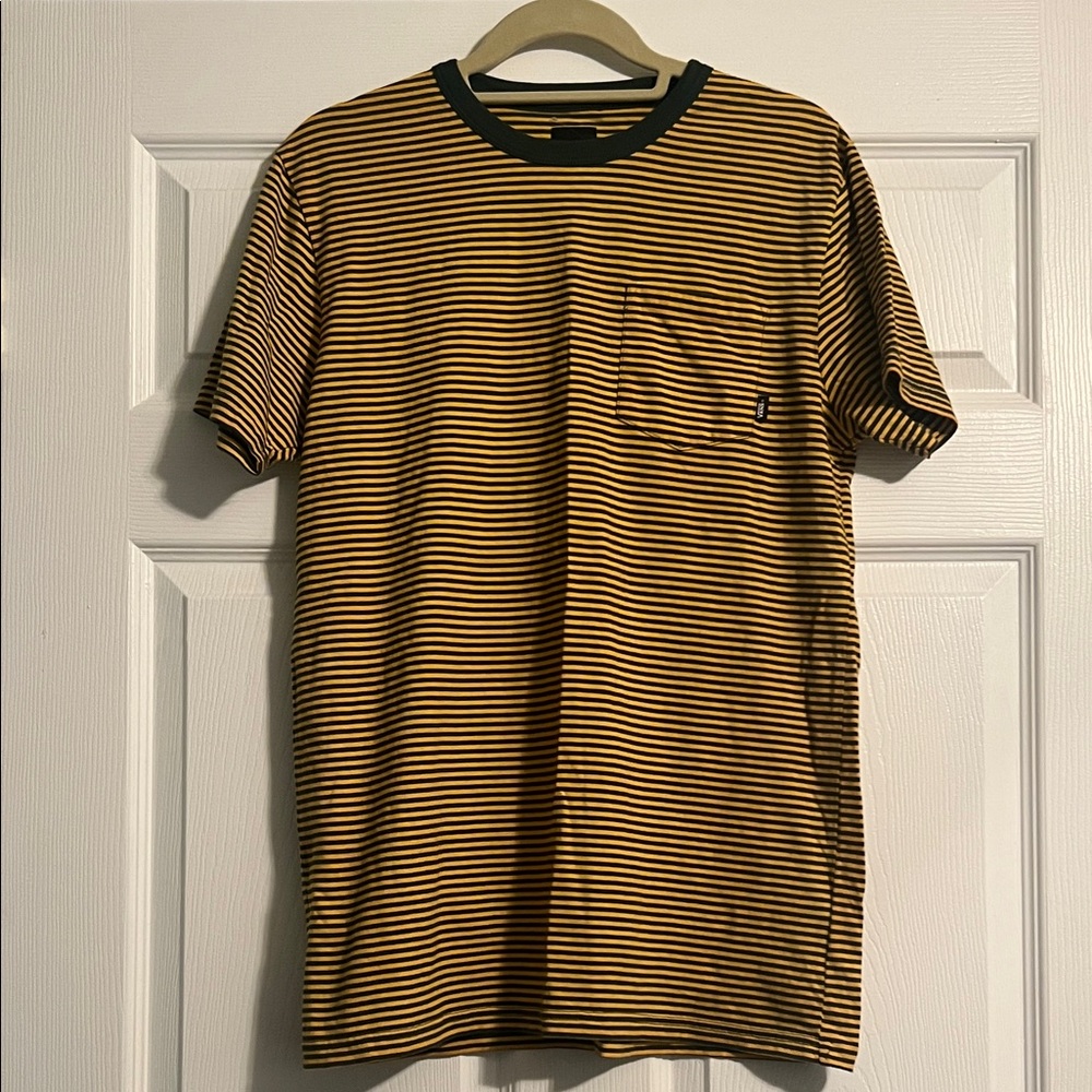 Vans Yellow and Green Striped Tee